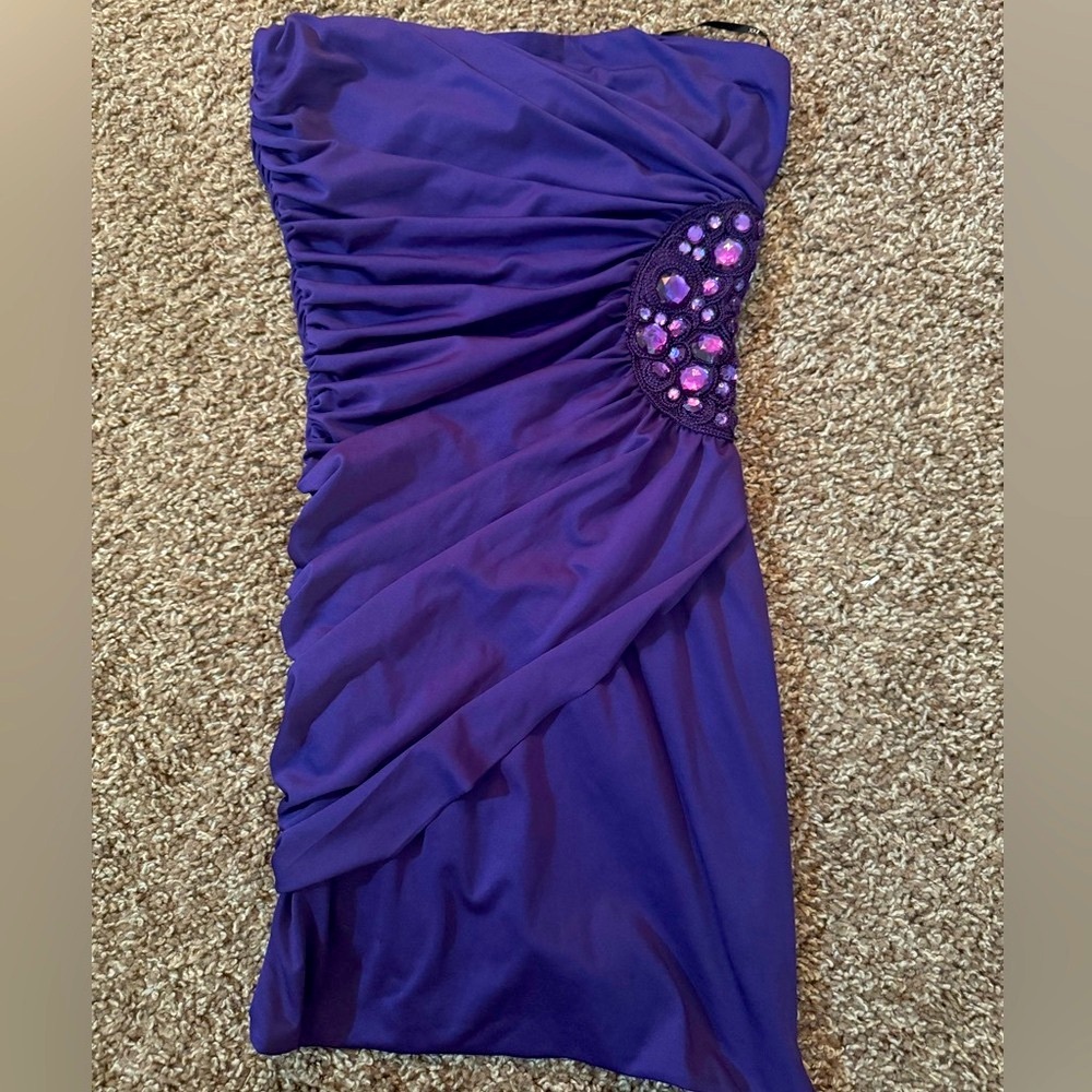 Elegant Purple Dress with Embellished Detail